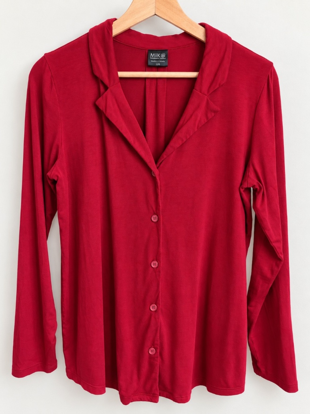 Miik - Bordeaux Bamboo Button-Up Blouse - Size L